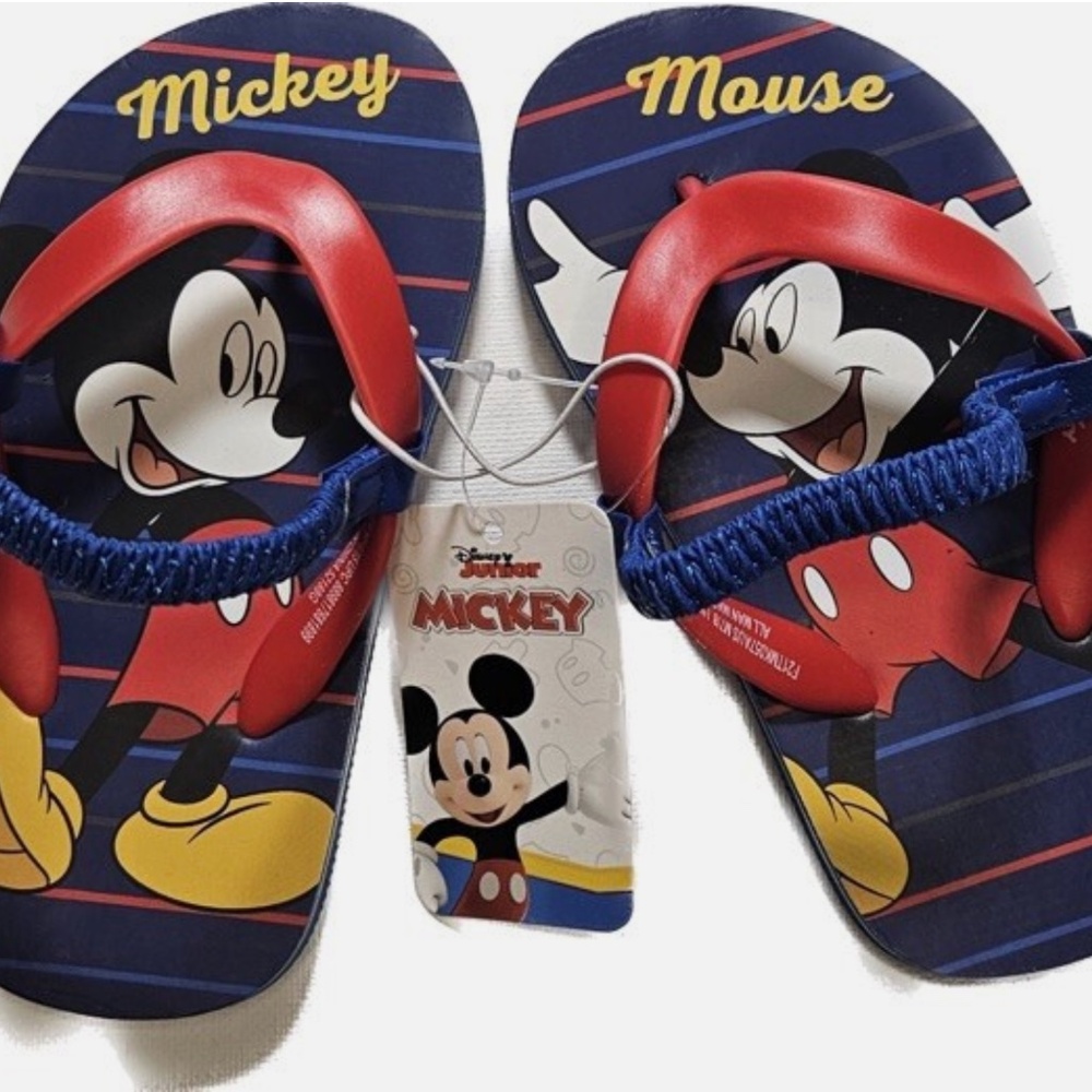 Disney Mickey‎ Mouse Flip Flop Shoes Kids Size Large Beach Sandals New